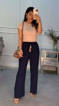 Calça Pantalona Teresa Amarração Com Tassel Nas Pontas