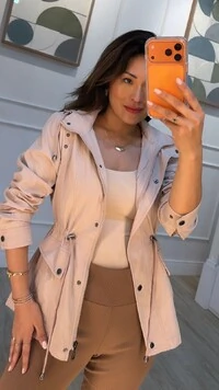 Parka Star Capuz Removível Com Puxadores Reguláveis E Botões Ônix