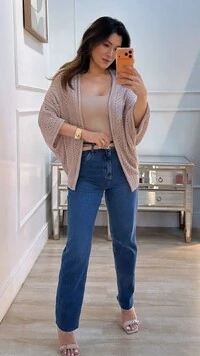 PRÉ-VENDA DATA ESTIMADA DE ENVIO DIA 02/05 Kimono Tricot Vazado Fabi Mangas 3/4