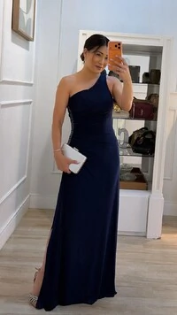 Vestido Longo Drapeado Cris Ombro Único