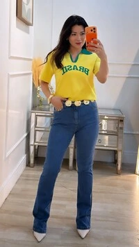 Blusa Tricot Brasil Gola Polo Cynthia Mangas Curtas