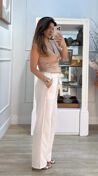 Calça Pantalona Yasmin Cinto Faixa Fixo