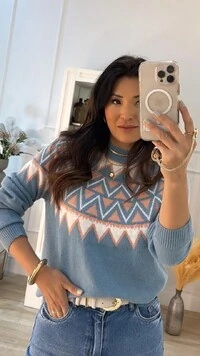 Blusa Tricot Lia Estampa Triâgulos