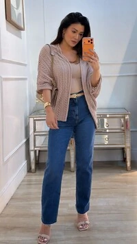 PRÉ-VENDA DATA ESTIMADA DE ENVIO DIA 02/05 Kimono Tricot Vazado Fabi Mangas 3/4