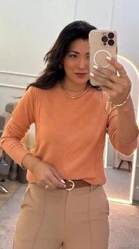 Blusa Tricot Georgina Mangas Longas Com Trançado