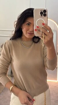 Blusa Tricot Sophie Mangas Longas Princesa E Detalhes De Mini Losangos