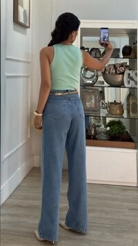 Blusa Regata Malha Ribana Karol Decote U