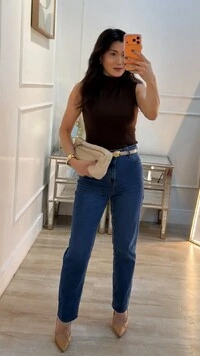 Blusa Regata Com Nervuras Caneladas Luiza Gola Alta