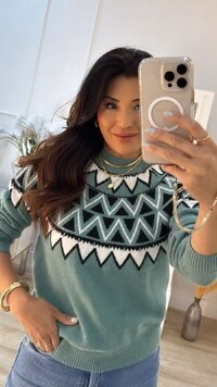 Blusa Tricot Lia Estampa Triâgulos