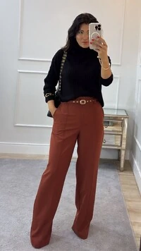 Blusa Tricot Gola Rolê Margoth Detalhes Trançados E Zigue E Zague