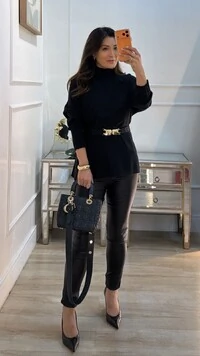 Blusa Poncho tricot Simone Gola Alta