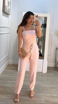 Macacão Alfaiataria Alças Duplas Com Amarração Posterior Isis Cinto Corda