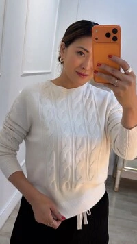 Blusa Tricot Pati Mangas Longas Detalhe Trançado