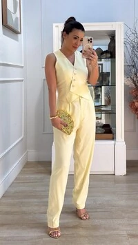 Macacão Twill Barbara Com Botões E Barrado Assimétricos