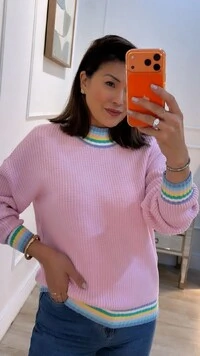 Blusa Tricot Texturizado Aylla Gola Alta Detalhe Listras Multicolor