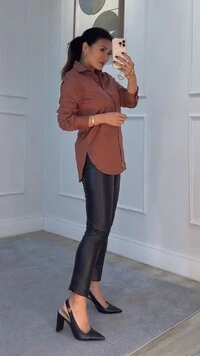 Calça Skinny Fatima Couro Eco Zíper Diagonal Com Zíper