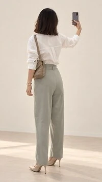 Calça Clochard Botão Forrado Detalhe Dourado Gisele Com Cinto Faixa