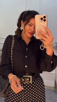 Camisa Crepe Belle Lapela Em Nuvem