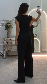 Conjunto Malha Cris Blusa Assimétrica & Calça Pantalona