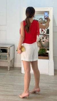 Blusa Regata Chiffon Sobreposição Transpassada Selma Amarração No Ombro