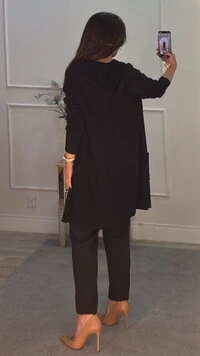 Maxi Cardigan Tricot Adriane Com Detalhe Trançado E Capuz