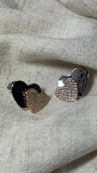 Brinco Coração Duplo Liso E Cravejado