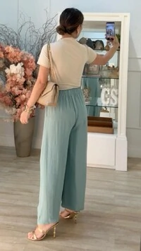 Calça Pantalona Pala Larga Samila Amarração Frontal