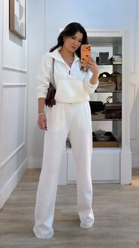 Conjunto Moletom Luiza Blusa Detalhe Elástico Nos Punhos E Calça Pantalona