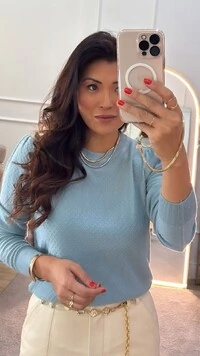 Blusa Tricot Sophie Mangas Longas Princesa E Detalhes De Mini Losangos