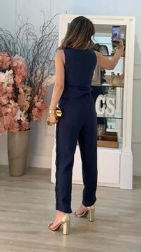 Calça Pala Larga Esther Detalhe Trançado Lateral