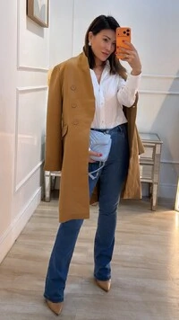 Casaco Sobretudo Bolsos Fake Com Lapela Ashley Cinto Faixa