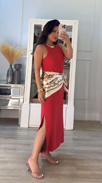 Vestido Longo Cavada Megan Fendas Laterais