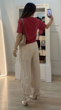 Blusa Malha Ampla Gola Careca Anny Mangas 3/4