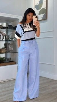 Blusa Ampla Malha Listrada Tricolor Eloise