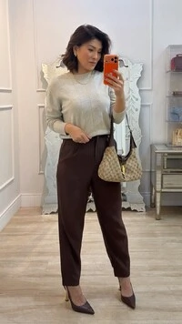 Blusa Tricot Alice Detalhe Faixa Com Nervura Canelada Frontal