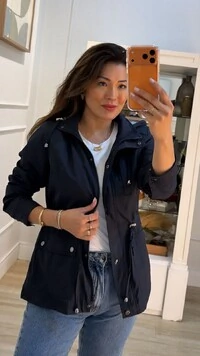 Parka Capuz Removível Sol Forro Listrado