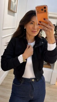 Jaqueta Casaco Bomber Veludo Cotelê Maya Bolsos Quadrados Frontais