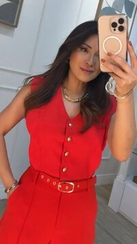 Colete Curto Twill Lorena Mangas Em Babado Nuvem