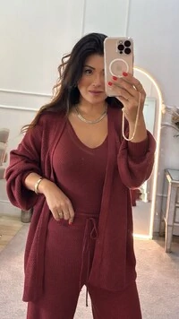 Conjunto Tricot 3 Peças Gigi Twin Set & Calça Pantalona