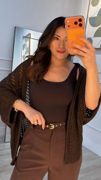 Kimono Tricot Vazado Fabi Mangas 3/4