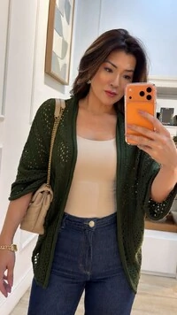 Kimono Tricot Vazado Fabi Mangas 3/4