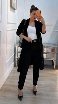 Maxi Cardigan Tricot Eliana Bolsos Quadrados Frontais