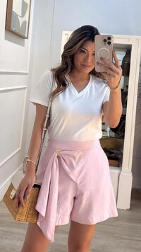 Blusa Malha Decote V Eliza Mangas Curtas