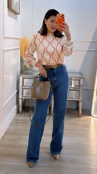 Blusa Tricot Bicolor Simaria Nervuras Onduladas