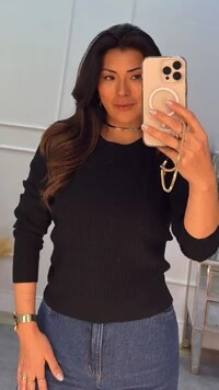 Blusa Tricot Yandra Neruras Ovais Frontais E Nas Mangas