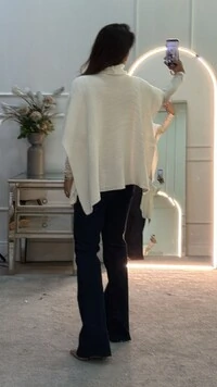 Poncho Tricot Luana Gola Rolê
