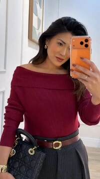 Blusa Tricot Canelada Thais Ombro À Ombro