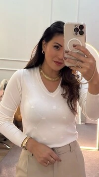 Blusa Tricot Piettra Losangos Com Detalhes De Nervuras