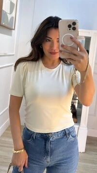 Blusa Cropped Malha Maila Mangas Curtas Princesa