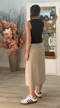 Saia Midi Viscose Tania Fenda Frontal